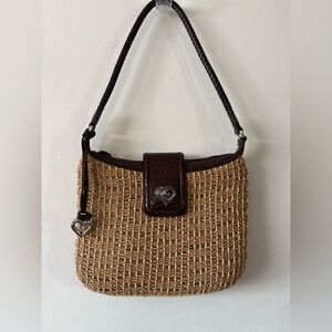 Brighton Raffia Straw Weave
Shoulder Bag with Brown Leather and Buckle Accents